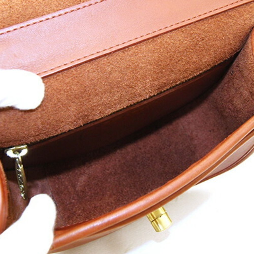COACH Handbag 202-30 Brown Leather Old Ladies Turnlock Made in Korea KOREA - Picture 3 of 10